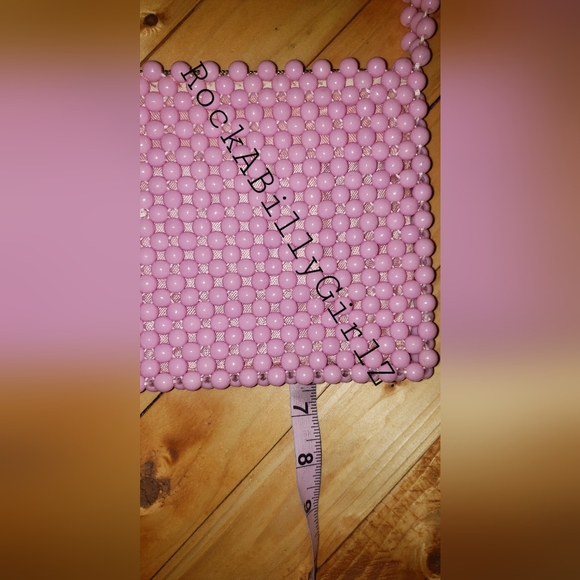 Vintage 1950's Pink Hand Beaded Purse Made by Lady Ellen in British Hong Kong - Picture 7 of 12